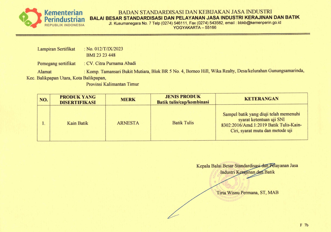 Tersertifikasi Batik Mark Indonesia